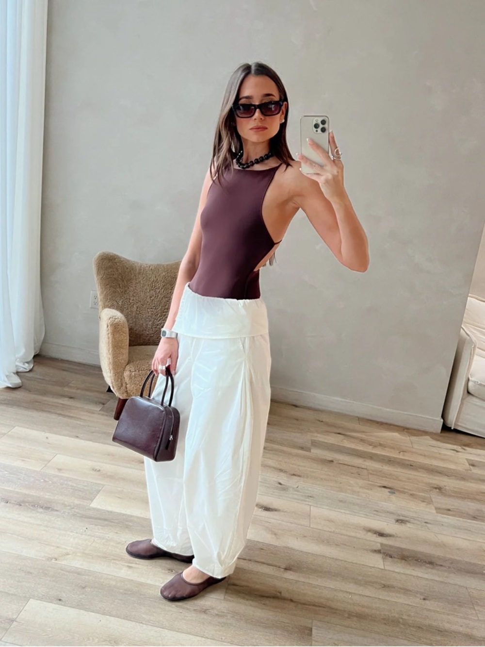 We Wore What HIGH NECK BODYSUIT Mahogany